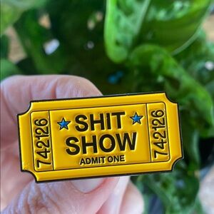 😂 Yellow Shit Show Ticket Enamel Lapel Pin 🙃